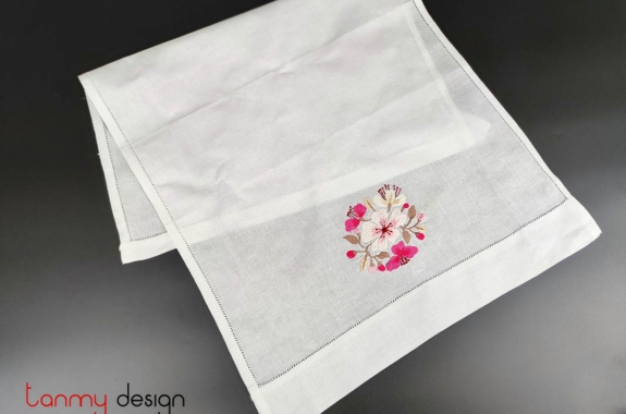  Hand towel-Pink apricot blossom embroidery